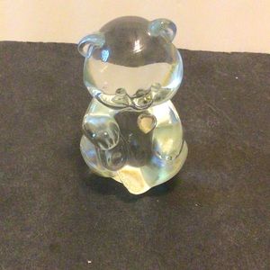 Vintage 4in Fenton Clear Glass Heart Bear